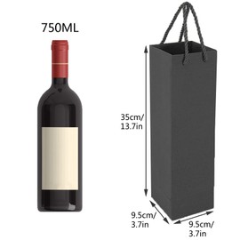 Kraft Wine Gift Bag, Premium Wine Gift Bag with Handle, 20 Pieces Kraft Wine Organizer for Christmas, Wedding, Party (Black), black, Pocket organiser