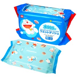 Doraemon Pure Water 99.9% Wet Tissue (Pack of 80 x 3), Made in Japan