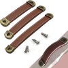 JeeSoarToFar Antique Leather Handle Set, 3 Sizes, Bronze Joints, Suitable