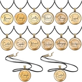 Tondiamo 12 Pcs Christian Graduation Gifts for Women – Bible Verse Necklaces Bulk with 18” Chain – Religious Faith Pendant Jewelry for Graduates, Friends, Church, Youth Ministry