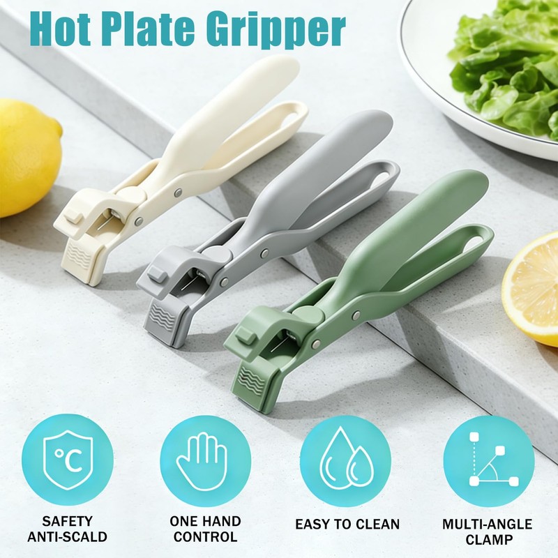 Hot Plate Grippers, Silicone Hot Plate Gripper Tongs, Multi-Purpose Anti-Scald