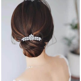 KristLand Bridal Hair Combs with Sparkly Zirconia Stone for Women Ladies Art Deco Flower Headpiece Hair Accessories Bridesmaid Party Wedding Birthday Christmas Luxury Vision Gift