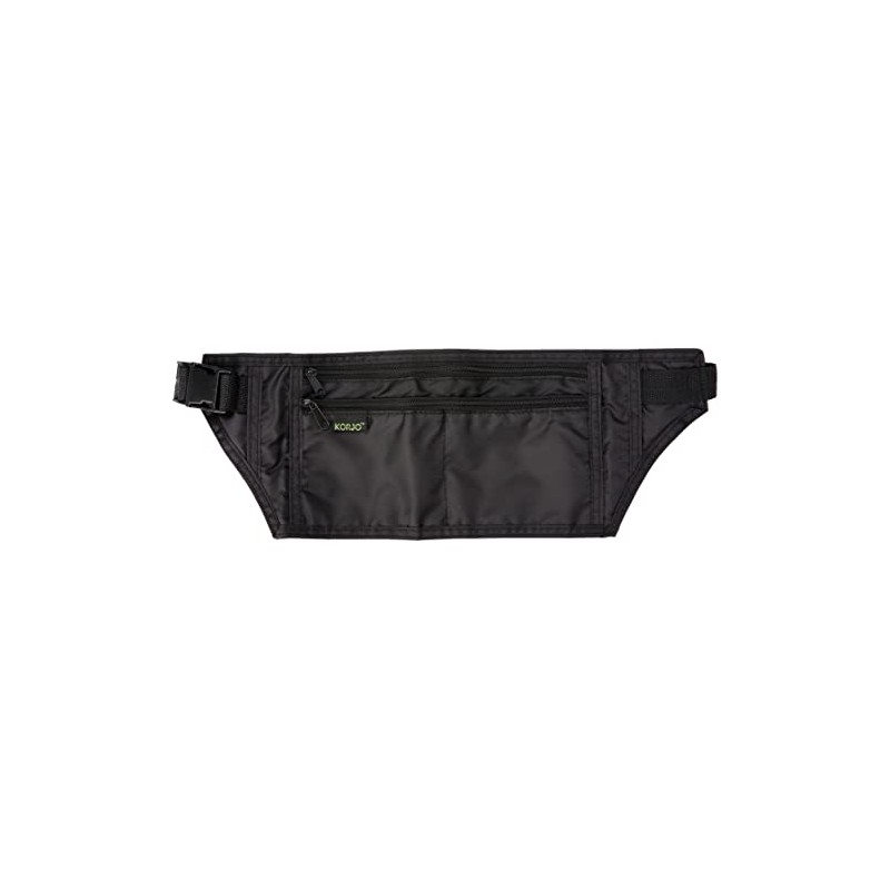 Korjo Ultralight Money Belt, 2 Large Zippered Compartments, Concealed Credit