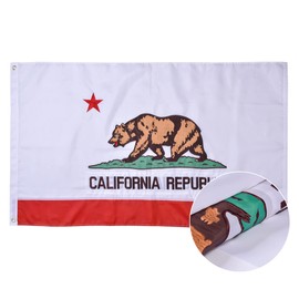 VICDRIA California State Flag 5x8 Ft, Deluxe Full Embroidered Heavy Duty Polyester Durable CA Outside Flags, Indoor/Outdoor, Sewn Stripes and Brass Grommets