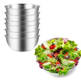 Penbinmall Stainless Steel Bowl Set, 6 Pieces, Diameter 17 cm, Stackable Metal Bowl Set, High-Quality Stainless Steel Bowls, Dishwasher Safe for Salad Bowls, Serving Bowls, Snack Bowls, Snack Bowls