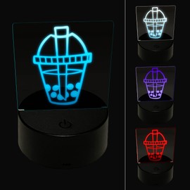 Sniggle Sloth Yummy Bubble Tea Boba Milk Dessert Drink 3D Illusion LED Night Light Sign Nightstand Desk Lamp