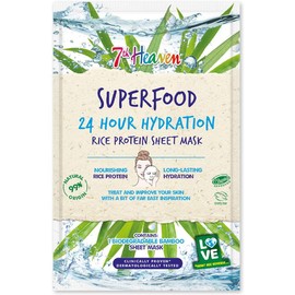 7th Heaven Superfood Intense Hydration Rice Protein Biodegradable Bamboo Sheet Mask to Nourish Skin for Long Lasting Hydration - Ideal for All Skin Types