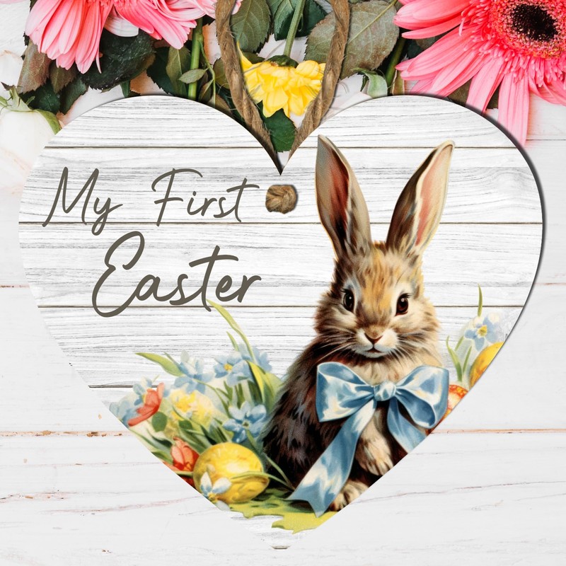 My First Easter Wooden Heart Plaque | Boy Rabbit Design