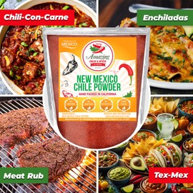 New Mexico Chili Powder (4oz) – Natural and Premium. Great For Stews, Soups, Meat Rubs, Salsa, Enchiladas and More. Moderate Heat. By Amazing Chiles & Spices.