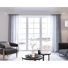 KAMANINA Silver Curtain Rods for Windows 66 to 120 Inch, 1 Inch Heavy Duty Curtain Rods 32 to 120 (2.6-10ft), Adjustable Long Drapery Rod with Marbled Finials