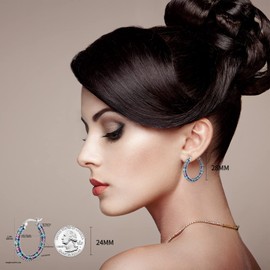 925 Sterling Silver Post Hoop Earrings for Women Gilrs Multcolors Cubic Zirconia 14K Gold Plated Chunky Silver Gold Hoop Earrings weinuo Jewelry