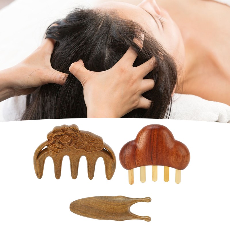 Sandalwood Meridian Comb Nose Massager Rosewood Scalp Massage Comb Set