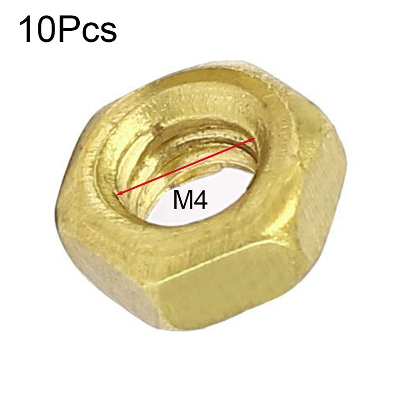 TA-VIGOR 10Pcs Hex Nuts, M4 Self Locking Nuts, Brass Machine