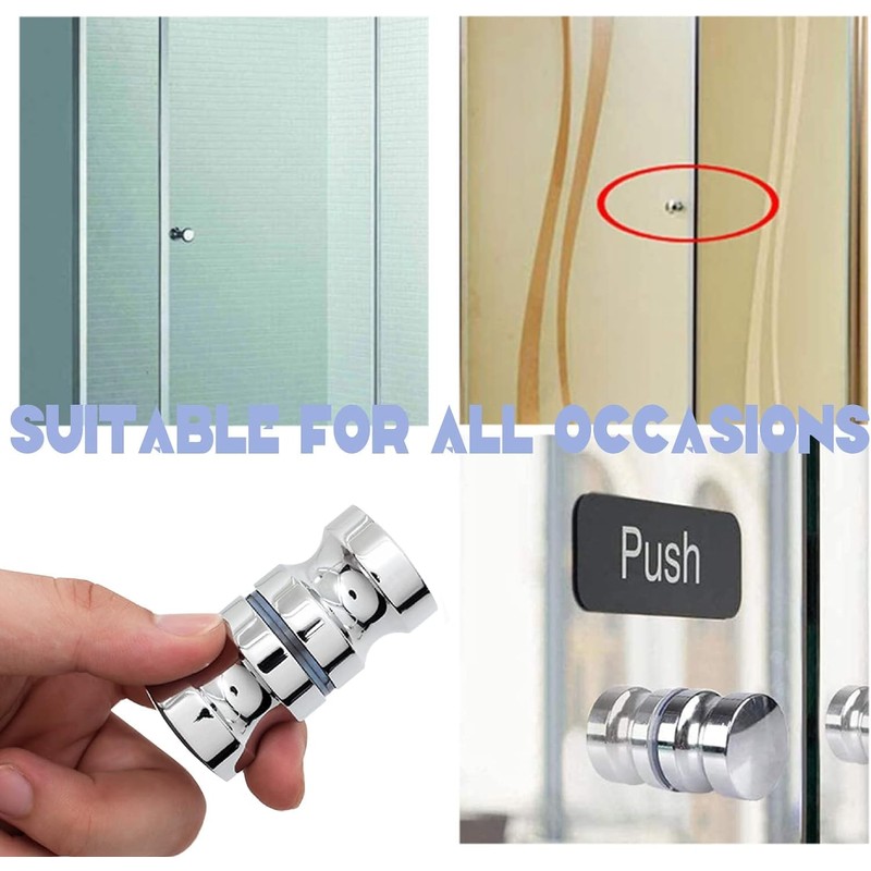 2 Pieces Round Glass Shower Door Knob - Stainless Steel