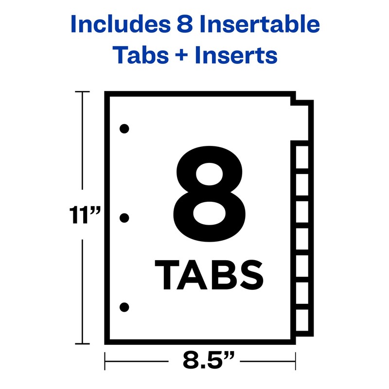 Avery 8-Tab Binder Dividers, Insertable Clear Big Tabs, 1 Set