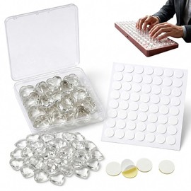 Keyboard Bubbles for Long Nails, 60 Pcs Clear Raised Heart Key Covers, 60 Pcs Round Adhesive Stickers and 1 Square Box, Universal Keyboard Stickers for Desktop Keyboards, Calculators