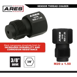 ARES 10106 – M20 x 1.5 NOx Sensor Thread Chaser Tool – Premium Heat Treated Carbon Steel Thread Chaser – 7/8-Inch Hex Head with 3/8-Inch Square Drive Design for Superior Versatility