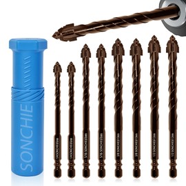 SONCHIE SONCHIE Serrated Drill Bits 8-Piece Set 1/4“-1/2” High Strength Special Serrated Twist Bits 6/8/10/12mm Multi-Purpose Masonry Drill Bit Set for Concrete/Tile/Glass/Hard Plastic