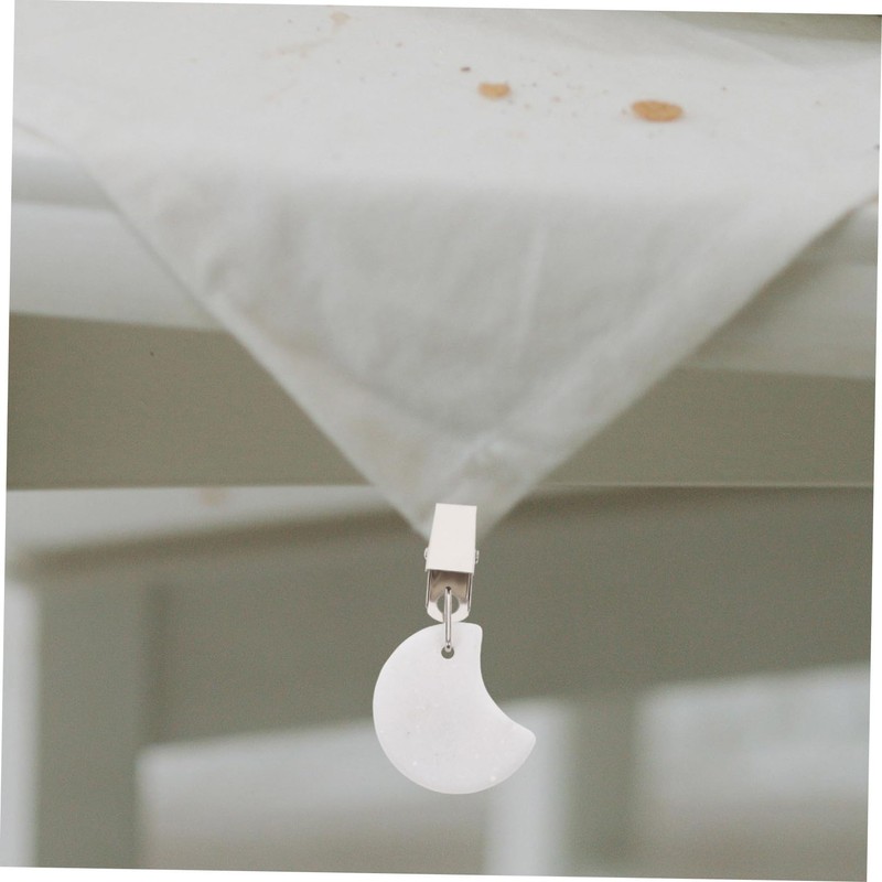 Mikinona 4pcs Marble Tablecloth Weights Clips Moon Shape Design for