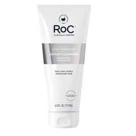 RoC Retinol Correxion Deep Wrinkle Serum Facial Cleanser with Niacinamide for Anti-Aging and Fine Lines, Long-Wear Makeup Remover, Fragrance Free Skin Care, 6.0 fl oz