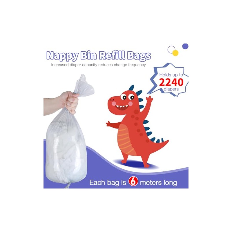 8 Pack Nappy Bin Refills Compatible with Most Nappy Disposal