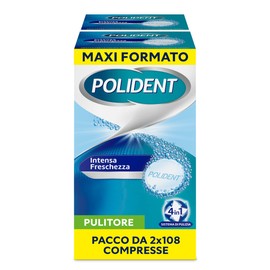 Polident Intensa Freschezza, Pulitore quotidiano per Protesi Dentale con Agente Antibatterico, pacco da 2x108 Compresse