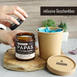 Lustige Duftkerze mit Spruch für Papa | Handgemacht aus Sojawachs | In Geschenkbox | Nachhaltiges Valentinsgeschenk | Geschenkidee Geburtstag Vater, Bester Papap zum Vatertag |Ohne Duft
