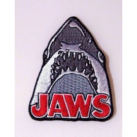 JAWS Movie SHARK EMBROIDERED SEWN/IRON ON PATCH 3.25" Tall PREMIUM Quality