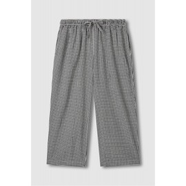 JAJU [JAJU] Women's Rayon Cotton Seersucker 3/4 Pajama Pants_Jet Black