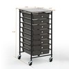 SunnyPoint Wooden Top Compact Rolling Storage 8 Drawers Organizer Mobile