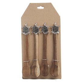 Beachcombers Wood Spoon Set 4 Turtle Design