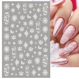 9 Sheets Christmas Snowflake Nail Art Stickers, Winter Romance Nail Decals, White Reindeer 3D Self-Adhesive Nail Sticker, Holiday DIY Manicure Decoration Supplies Accessories for Women Girls