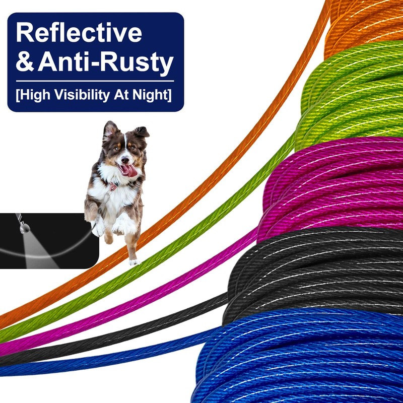 Dog Leads for Yard, 70ft Tie Out Runner Steel Wire