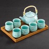 KEYDUACU Japanese Tea Set, Kiln-Formed Ceramic TeaSet, Plum Blossom Embossed,