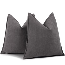 ZWJD Rustic Gray Pillow Covers 20x20 Set of 2 Chenille Throw Pillow Covers with Elegant Design Soft and Luxurious Decorative Pillows for Couch, Bed, and Home Decor