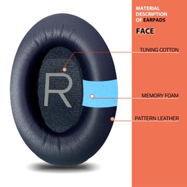 Nullmini Replacement Ear Pads for Bose QuietComfort 35 45 QC35 QC35ii QC45 Headphones Ear Pads Ear Muffs Headband (Dark Blue)