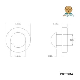 Rubber Push-in Ridged Stem Bumper 9/16" Diameter fits 1/4" Hole in 1/8" Thick Material (4)