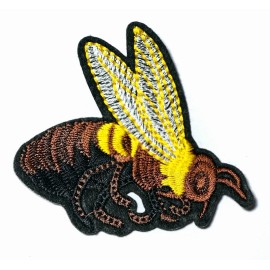 DIY Embroidered Gold & Brown Hornet bee Sew On  applique patch
