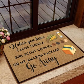 Door Mat Unless You Have Tacos Tequila Welcome Non-Slip Mats Funny Doormat Decor for Bathroom Kitchen Front Porch Rugs Home Decor Entrance 20*31in/50*80cm