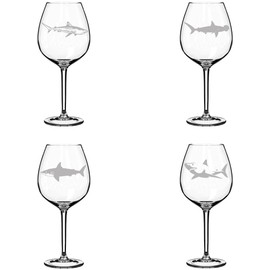 MIP Set of 4 Wine Glass Goblet Sharks (20 oz Jumbo)