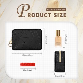 Playexen Small Makeup Bag for Purse, Small Cosmetic Bag with Ring Buckle & Inner Pockets, Portable Toiletry Makeup Pouch Purse for Travel Daily Use (Black)