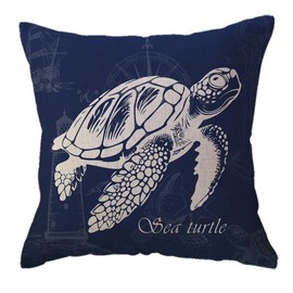 ULOVE LOVE YOURSELF Coastal Decorative Pillowcase 18x18 Inch Blue Ocean Nautical Background Double-Sided Seaturtle Cushion Covers Beach House Decorations for Patio Porch Couch Sofa