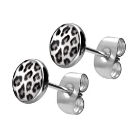 FILANGO 1 Pair of Surgical Steel Stud Earrings Leopard Choice of Colours and Sizes, Stainless Steel, No Gemstone