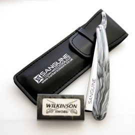 Straight Cut Throat Shaving Razor, Traditional Straight Shaving Razor + Leather Pouch