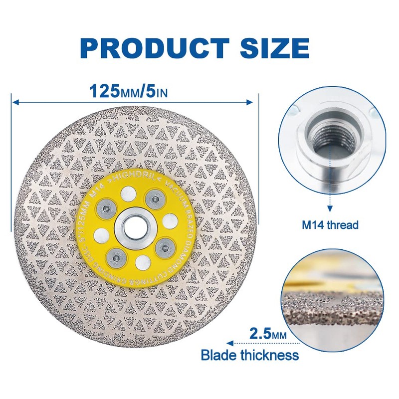 HIGHDRIL Diamond Cutting Disc, Pack of 2, 125 mm, Electroplated