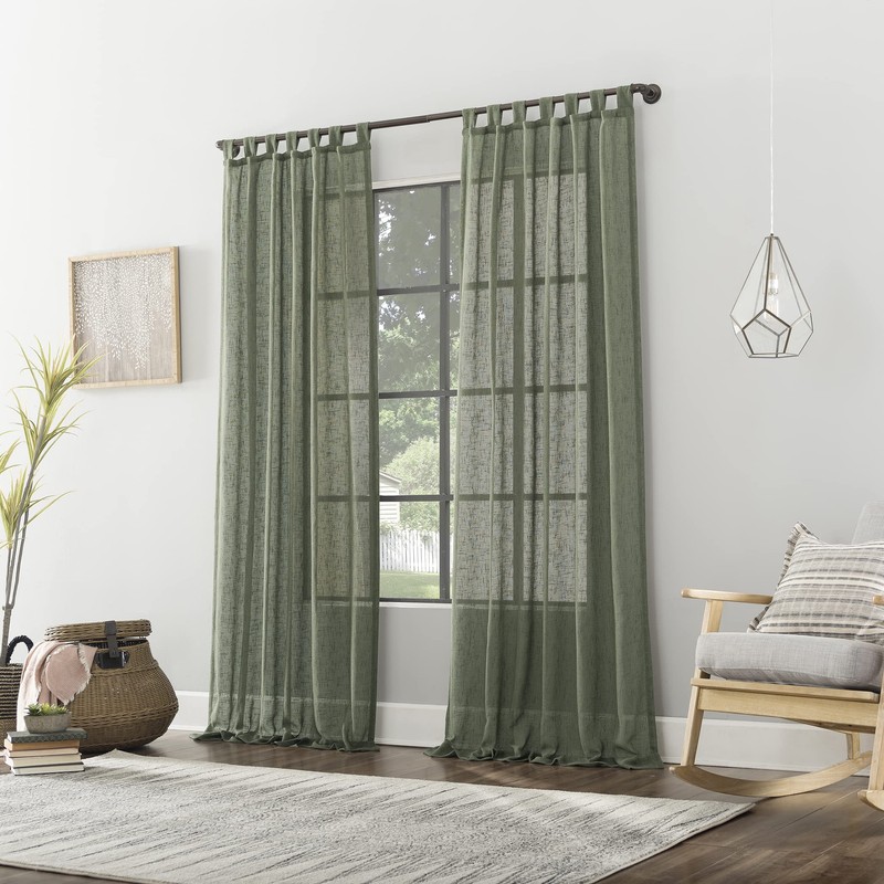 Archaeo Burlap Weave Linen Blend Tab Top Curtain, 50" x