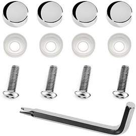 LFPartS Stainless Steel Rust Resistant License Plate Frame Security Anti-Theft Screws Fasteners (M6x20mm Machine Type, Chrome Caps)