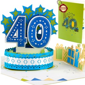 Liebessa Birthday Card 40th Birthday Pop Up 3D Card for Woman or Man - Handmade Anniversary Greeting Card Birthday Card with Envelope