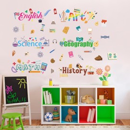 TOARTi Back to School Bulletin Board Decorations Colorful Learning Wall Sticker Classroom Educational Subjects Wall Decals Math Art History English Science Geography Stickers Class Subject Decals