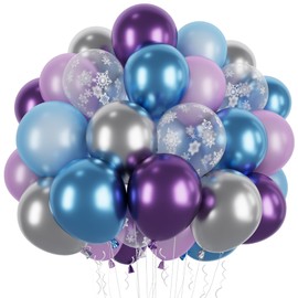 60pcs Snow Balloons - 12 Inch Purple & Blue Latex Helium Balloons for Birthday Party Arch Garland Kit - Boys & Girls Themed Decorations